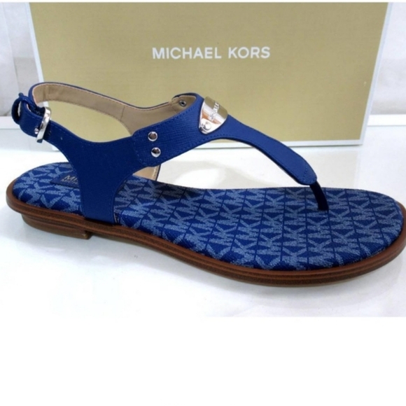 Michael Kors MK Plate Flat Thong Cobalt Blue Sandals
